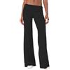 Owegvia Leggings da donna pieghevoli in vita pantaloni da yoga elasticizzati pantaloni larghi tinta unita Y2K vita bassa gamba larga pantaloni della tuta, Nero , S