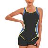SimidunEUR Costume da Bagno Donna Competitivo Costume Intero Boyleg Aperto sul Retro di Un Pezzo，Grigio Giallo，5XL