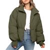 Generico Giubbotto Donna Invernale Piumino Giacca Trapuntata Autunnale Mezza Stagione Giubbino Oversize Bomber Jacket Corto Capispalla Colletto Rialzato Con Tasche Caldo e Rilassato Abbigliamento, Verde XS