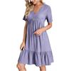 LKRSEEF Abiti Estivi Donna Vestiti Abitino Primaverile Mare Vestito Cotone Casual Estivo Abito Elegante in Lino Boho Chic Dresses Leggero Corto Abbigliamento Summer for Women Viola L