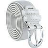 Laura Biagiotti Biagiotti Cintura Donna Sottile in Vera Pelle, Accorciabile con Scatola (Ghiaccio 3 cm, XL (120 cm))