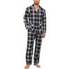 MoFiz Pigiama Uomo Cotone Lungo Invernale Pigiama da Notte con Bottoni Maniche Lunghe Morbido Pigiami Due Pezzi a Quadri Camicia Pigiama e Pantaloni con Tasche US M/EU L
