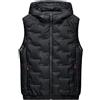 ZDJSWJ Uomo con cappuccio cappotto gilet esterno trapuntato inverno senza maniche giacca grande khmer taglio - vento gilet, Nero , XXXL
