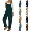 ThiCc Tuta da donna in velluto a coste, con spalline regolabili, a gamba larga, con tasche a salopette, casual, vestibilità larga, stile harem, multitasche, alla moda, invernale, caldo, Verde