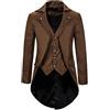 Generic 2025 Giacca Coda Da Pio Uomo Vintage- Cappotto Rinascimento Manica Lunga Tinta unita Con Bottoni Slim Medievale Giacche Moda Casual Steampunk Corte Cosplay Halloween Carnevale Costume, marrone, XXL