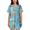 SMAZDFXX Top da Donna con Stampa Mappa Grecia e Pantaloncini, iama Estivi Casual e Divertenti