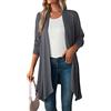 Famulily Cardigan da donna morbido a maniche lunghe a cascata drappeggiato leggero aperto davanti spolverino, Grigio scuro, M