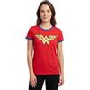 Wonder Woman oro DC Comics logo metallico delle donne rosse Superhero T-shirt