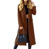 Generic Cappotto lungo da donna, classico invernale, con revers a lancia, doppiopetto, misto lana, manica lunga, giacca calda, marrone scuro, taglia piccola