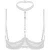 inlzdz Reggiseni Aperto da Donna Bra in Pizzo Bralette Trasparente con Ferretto Senza Imbottitura Lingerie Erotico Underwear per La Notte di Nozze Vacanze in Luna A Bianco XXL