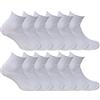 Fontana Calze, 12 paia di Mini Calza caviglia SANITAL SENZA MOLLA in cotone Filo di Scozia elasticizzato (38-40, BIANCO)