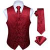 HISDERN Set di gilet e cravatta jacquard floreali classici da uomo in paisley floreale e tasca quadrata