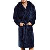 LOIJMK Accappatoio da uomo, lungo, caldo, soffice, kimono, con cintura lunga, grandi dimensioni, con cappuccio, morbido, vestaglia in spugna, accappatoio leggero e kimono, Blu, M