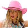 DRESHOW Cappello da Cowboy Donna Classico Cappello Western Retro a Tesa Larga con Fibbia e Cintura Cappelli Fedora in Feltro Arrotolati Unisex