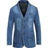 Generic Giacche di jeans da uomo, classiche giacche di jeans strappate, con colletto a dente, 3 bottoni, giacca casual su misura per uomo