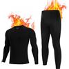 BAMBOO COOL Set di biancheria intima termica da uomo, traspirante, interno in pile, biancheria intima da sci, da uomo, invernale, per jogging, ciclismo, calcio, sci, moto, Nero , XL