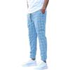 NARUPE Pantaloni casual da uomo con coulisse a scacchi elasticizzati slim fit pantaloni skinny plaid pantaloni per uomo pantaloni da lavoro, blu cielo, M