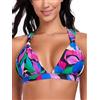 RELLECIGA Top Bikini Donna Triangolo Senza Ferretti Lacci Incrociati Coppe Arricciate