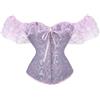 PAIDAXING Corsetto da donna in stile gotico britannico con spalle scoperte overbust basco con lacci disossati bustier con maniche corte in vita cincher shapewear vintage lingerie da sposa costume di Halloween