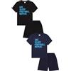 ThePyjamaFactory Eat Sleep Football Repeat - Pigiama corto per bambini, confezione da 2, colore: nero e blu navy, Multicolore, 14-15 Years