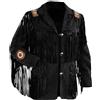 PLATOON Autentica giacca vintage in pelle scamosciata da cowboy/cowgirl: stile classico con frange e perline e durata