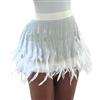 Generisch Gonna a piuma da donna, in vita elasticizzata, in finta pelle, per carnevale, feste, con nappe, a tinta unita, da ballo, da palcoscenico, con elastico in vita, bianco, M