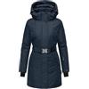 Navahoo Cappotto invernale da donna, parka caldo con cappuccio rimovibile e cintura in vita Frostkuss 14 S-3XL, blu navy, M