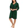 Aquarti Accappatoio da Donna con Cerniera Leggero con Maniche a 3/4, Verde Scuro, 4XL