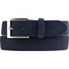 BELTINGER Cintura in pelle scamosciata italiana, larghezza 35 mm, uomo, cintura per abito, cintura per pantaloni, in pelle scamosciata, fibbia in acciaio inox argento | navy 105cm
