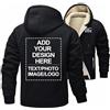 CLMETHE Felpa con Cappuccio da Uomo Logo Personalizzato Giacca in Pile Zip Intera Immagini con Testo Personalizzato Abbigliamento da Lavoro Regalo Fai da Te Felpe Invernali Calde,Black-s