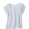 Generic Camicetta da donna 100% pura seta di gelso con scollo rotondo camicia manica corta taglie forti, Azzurro, XL