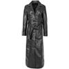 House Of Leather Donna Vera Pelle Cappotto Lungo Trench Style Gabbie Nero
