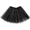 Wllhyf Gonna tutù da Ragazza 3 Strati in Tulle con Paillettes per Balletto Danza tutù Gonna da Principessa di Natale per Bambina 2-8 Anni Nero
