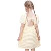 Sunny Fashion Vestito Bambina Giallo Increspatura Collo Quadrato Senza Schienale Puff Manicotto Bello Elegante 4 Anni