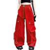 Generisch Baggy Jeans Ragazza Cargo Pantaloni Ragazza Vita Alta Gamba Larga Pantaloni da jogging per Danza Casual All'aperto