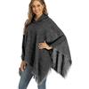 crazy bean Poncho Donna con Cappuccio Scollo a V Scialle Donna Invernale Caldo con Frange Mantella Elegante Pullover Nero