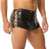 YOOBNG Boxer da Uomo in Pelle PU Elastico in Vita Rave Hot Pantaloni Corti Aperti Davanti Clubwear