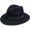 Borsalino Cappello in Lana Piemonte Traveller Donna/Uomo - Made Italy di Feltro con Nastro Grosgrain, Grosgrain Inverno Autunno/Inverno - 60 cm Blu Scuro
