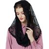 BEAUTELICATE Velo di Pizzo Chiesa Velo da Sposa Mantilla Velo Cattolica Sciarpe Scialle di Pizzo Copricapo Foulard Messa In Latino Nero Bianco V104