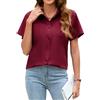 Stamain Camicia Donna Rosso Maniche Corte con Botton Estiva da Donna Blusa Leggera Comoda da Ufficio XL
