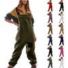 Generic Salopette da donna in pile vestibilità ampia cinghie regolabili tuta tinta unita con tasche tuta lunga termica pantaloni tuta invernale comoda salopette da donna salopette da donna salopette oversize
