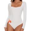 SHAPERIN Body Termico Manica Lunga Donna Collo Quadrato Body Donna Elegante Thermal Bodysuit Top Bianco-Termico S