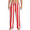 JIUFOTK Pantaloni da iama da uomo a righe rosse e bianche, pantaloni da iama da salotto, pantaloni da notte con tasche