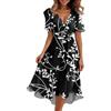Genérico Vestito estivo da donna Midi Vintage da sera spiaggia festa festa elegante abito estivo con stampe originali e uniche notte spiaggia, Nero , M