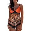 Generic Costume Tankini Donna Costumi Mare Due Pezzi Gonna Costumi da Bagno Due da Bagno Pezzi Stampati Monokini Donna Costume Senza Segni Abbronzatura (Orange, L)