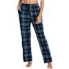 Lovasy Pantaloni Pigiama Donna in Pile Pantaloni a Quadri Morbidi e Caldo Trousers Plaid con Tasche per Casa Casual B Verde S