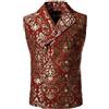 Gefomuofe Giubbotto da uomo fazzoletto jacquard gilet vittoriano doppio petto giubbotto da lavoro gilet formale gilet di seta gilet gilet abbigliamento uomo senza maniche per matrimonio groomsmen, E rosso., XXL