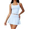 ABOCIW Abito da tennis da donna in 2 pezzi, set con minigonna con spacco laterale e canotta incrociata, da allenamento, abito da golf
