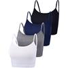 Boao 4 Pezzi Canottiere per Raccolto di Base Senza Maniche Racerback Crop Sport Top in Cotone per Donna (Color Set 3, Medium)