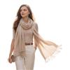 LA FERANI Sciarpa estiva da donna, 100% cashmere, sottile, 200 x 70 cm, leggermente trasparente, bianco, nero, fazzoletto pashmina, per estate, primavera, casual, business, stile, regalo per voi
